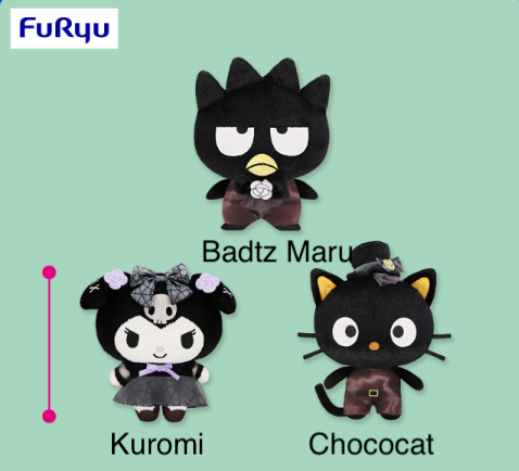 Sanrio Characters Dark Black Plush Toy - Kuromi, Badtz Maru and