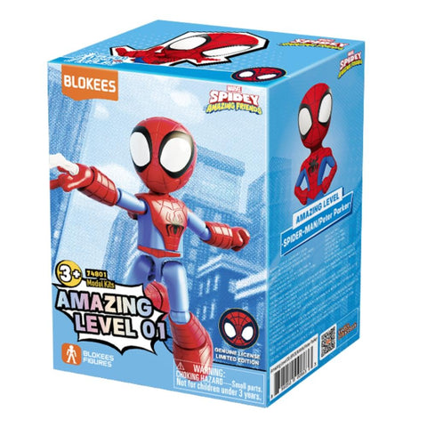 BLOKEES FIGURES - SPIDEY AND FRIENDS packaging view of Spider Peter Parker