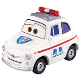 Front view of Disney Cars Tomica C-39 Luigi (Ambulance Type) diecast toy