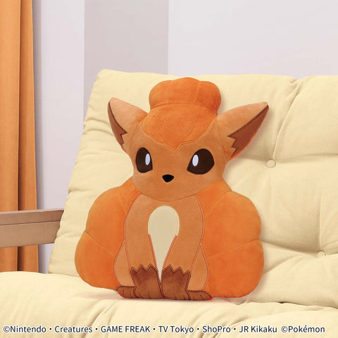 Pokemon Super Big Vulpix 14" Cushion Plush by Banpresto, featuring a clear view of the plush toy with vibrant colors and good lighting.