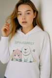 SPY x FAMILY Anya & Bond Character Hoodie – White Pullover Sweatshirts