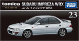 Side view of Tomica Premium Subaru Impreza WRX diecast model