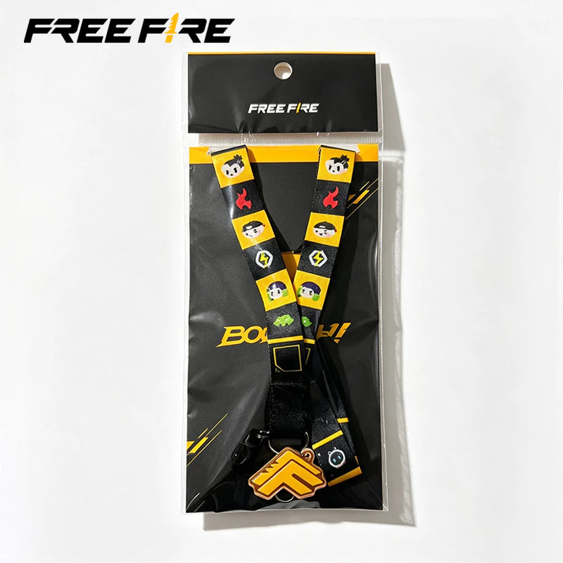 Free Fire gaming-themed lanyard for holding ID cards, keys, and badges
