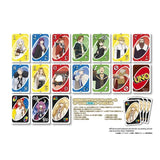 UNO card game featuring Frieren: Beyond Journey’s End characters Frieren, Fern, and Stark on the packaging, with anime-themed playing cards.