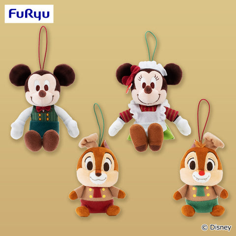 Disney Plush Keychain - Mickey, Minnie, Chip and Dale (6 Inches)