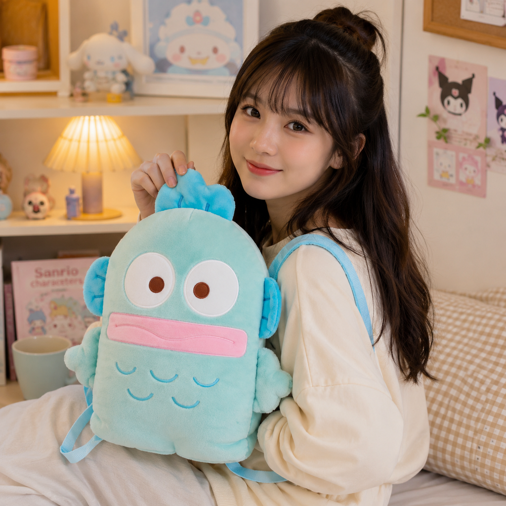 Hangyodon Stuffed Backpack - Normal and Closed Eyes