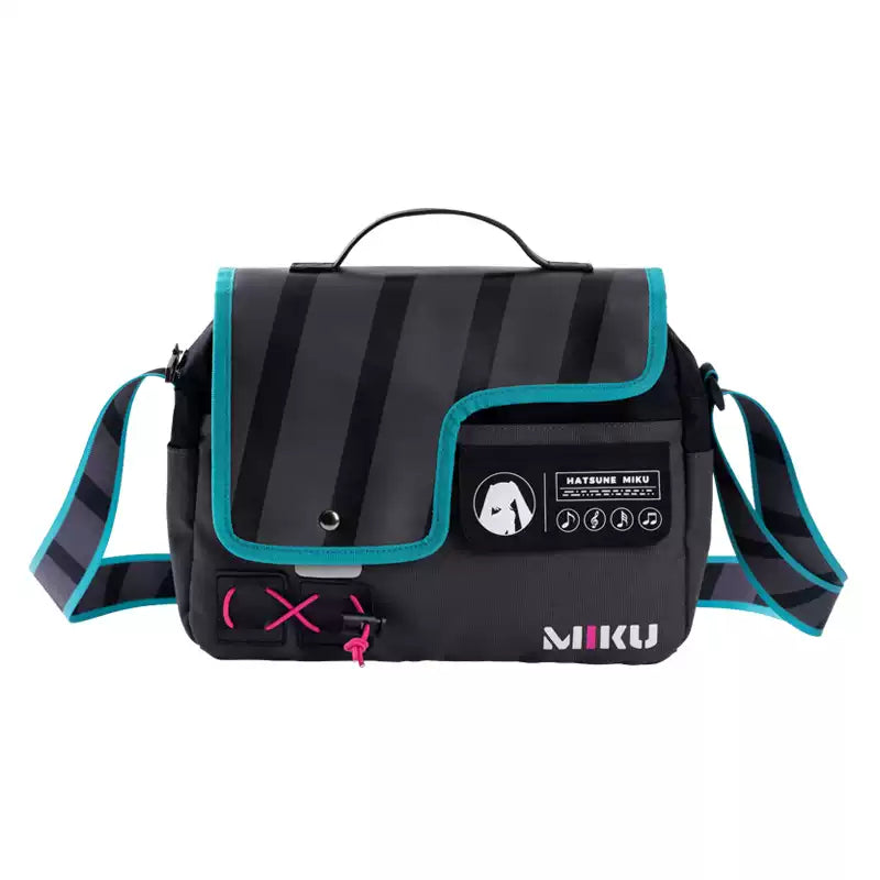 Hatsune Miku Functional Syllable Shoulder Bag front view featuring a detailed Hatsune Miku design, compact crossbody style, and adjustable shoulder strap