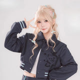 Moeyu Hatsune Miku Millennium Ice Candy cropped autumn jacket for women featuring a stylish turn-down collar and short, youthful design.