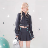 Moeyu Hatsune Miku Millennium Ice Candy cropped autumn jacket for women featuring a stylish turn-down collar and short, youthful design.