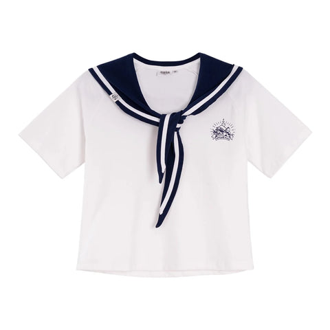 Hatsune Miku Moeyu Song of Tides Summer Academy JK uniform set featuring a short-sleeved top and high-waisted pleated skirt.