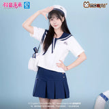 Hatsune Miku Moeyu Song of Tides Summer Academy JK uniform set featuring a short-sleeved top and high-waisted pleated skirt.