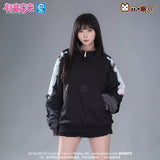 Moeyu Hatsune Miku Neon Electronic Music Series autumn faux two-piece hoodie featuring a layered sleeve design and unisex casual style.