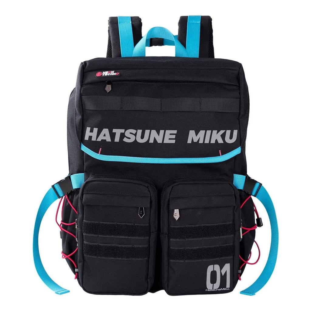 Moeyu Hatsune Miku Neon Electronic Music Techwear Backpack featuring a large-capacity multifunctional design for commuting and travel.