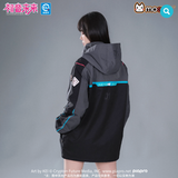 Moeyu Hatsune Miku Neon Electronic Music techwear windbreaker jacket featuring a hooded design and futuristic casual style for men.