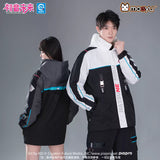 Moeyu Hatsune Miku Neon Electronic Music techwear windbreaker jacket featuring a hooded design and futuristic casual style for men.