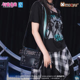 Hatsune Miku Moeyu Rock Future large-capacity crossbody shoulder bag featuring punk-inspired rivet details and a motorcycle-style design.