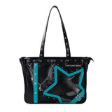 Hatsune Miku Moeyu Rock Future large capacity tote bag with shoulder and crossbody carrying options, featuring a Vocaloid-inspired anime design.