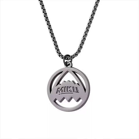 Moeyu Hatsune Miku RAVE Series metal necklace featuring a 30 mm zinc alloy pendant with anime-inspired Vocaloid character design.