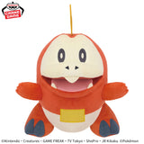 Featuring Fuecoco with its cheerful open-mouth expression, this plush captures the playful and energetic personality of the Fire Croc Pokémon.