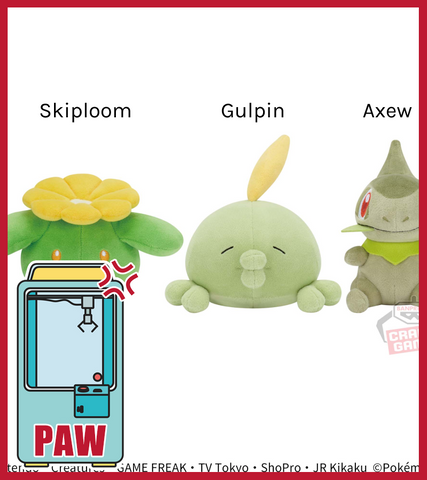 🕹️Paw Game - Pokémon Green Squad - Skiploom, Gulpin and Axew Plush