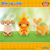 Pokemon plush toy collection featuring Growlithe, Torchic, and Numel. Soft Banpresto Pokemon plushies with adorable character designs, perfect for collectors, fans, and cuddling.