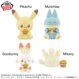 Pokemon Pokepeace Delicious Time Pikachu Plush - Pikachu, Munchlax, Scorbunny and Milcery(7 Inches)