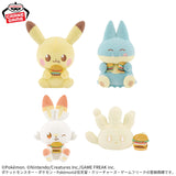 Pokemon Pokepeace Delicious Time Pikachu Plush - Pikachu, Munchlax, Scorbunny and Milcery(7 Inches)