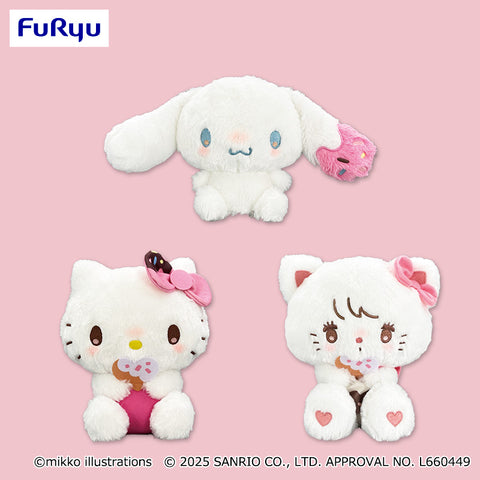 Mikko x Sanrio Characters Big Plush Toy - Hello Kitty, Cinnamoroll and Mousse (11 Inches)