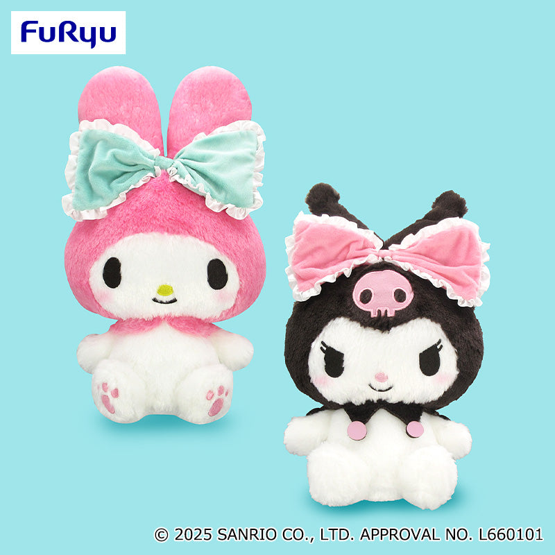 My Melody & Kuromi Big Ribbon Ears Big Plush Toy - My Melody and Kuromi (16 Inches)