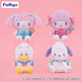 Sanrio Characters My Melody Ichigo Shimbun No. 653 Plushies - My Melody, My Sweet Piano, Pekkle the Duck and Pochacco (8 Inches)
