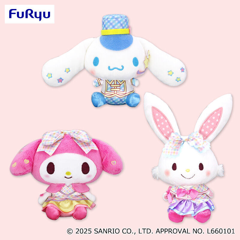 Sanrio Characters Ichigo Shimbun No. 640 Collaboration Plush Toy - Cinnamoroll, My Melody and Wish Me Mell (6 Inches)