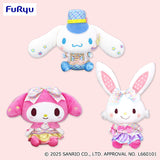 Sanrio Characters Ichigo Shimbun No. 640 Collaboration Plush Toy - Cinnamoroll, My Melody and Wish Me Mell (6 Inches)