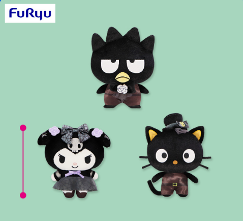 Sanrio Characters Dark Black Plush Toy - Kuromi, Badtz Maru and Chococat (6 Inches)