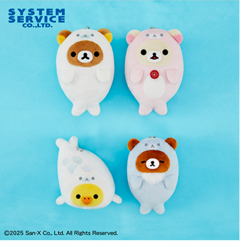 Rilakkuma Sea Relax Feeling Plush Toy With Ball Chain - Rilakkuma, Korilakkuma, Kiiroitori and Chairoikoguma (6 Inches)