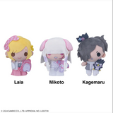 Official Shin Tenchi Kaibyaku Shudan Zigzag × Sanrio Characters Stuffed Animal Vol. 2 plush collection featuring adorable crossover characters dressed in themed Sanrio-inspired outfits with matching accessories and embroidered facial details