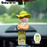 Puppy Snake Daily Life Series Car Hanging - Straw Hat Model (2 Inches)