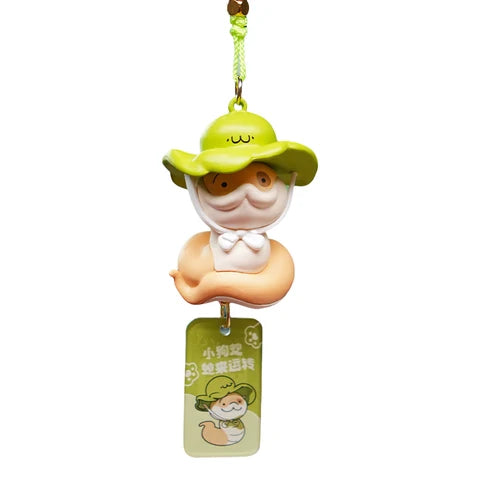 Puppy Snake Daily Life Series Car Hanging - Straw Hat Model (2 Inches)
