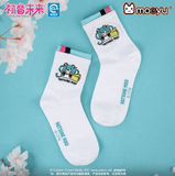 [All Others] Hatsune Miku Bite Series Women's Mid-Calf Breathable Long Socks - White