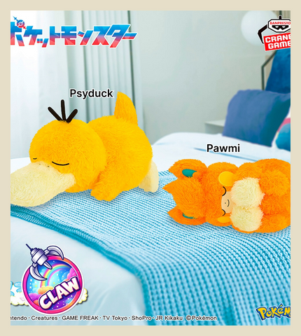 🕹️Paw Game - Pokémon Mofugutto Relaxing Time Plush Toy Psyduck & Pawmi