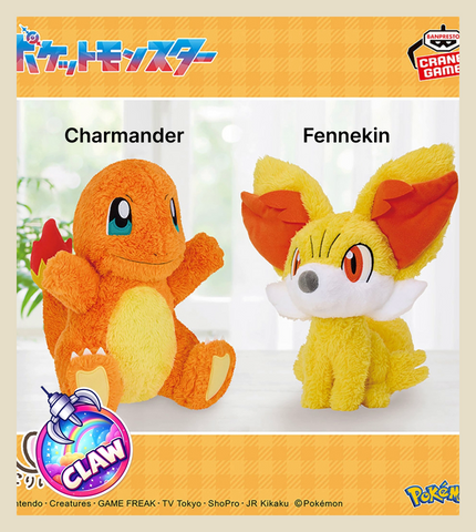 🕹️Paw Game - Pokémon Mofugutto Heartwarming & Soothing Plush Toy Charmander & Fennekin