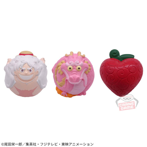 Figurines One Piece Rubble Ball Vol. 3 – Gear 5 Luffy, Momonosuke & Devil Fruit Soft Ball Set (3 Designs)