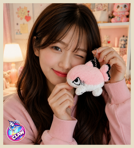 🕹️Paw Game - Pink Shark Pocket Sidekick Plush Keychain