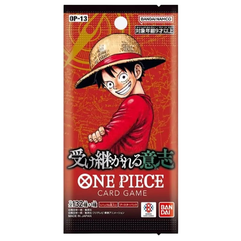 One Piece Inherited Will OP-13 Japanese Booster Box showing detailed artwork and product packaging