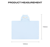 Blue folding hoodie with KDH character design on a white background