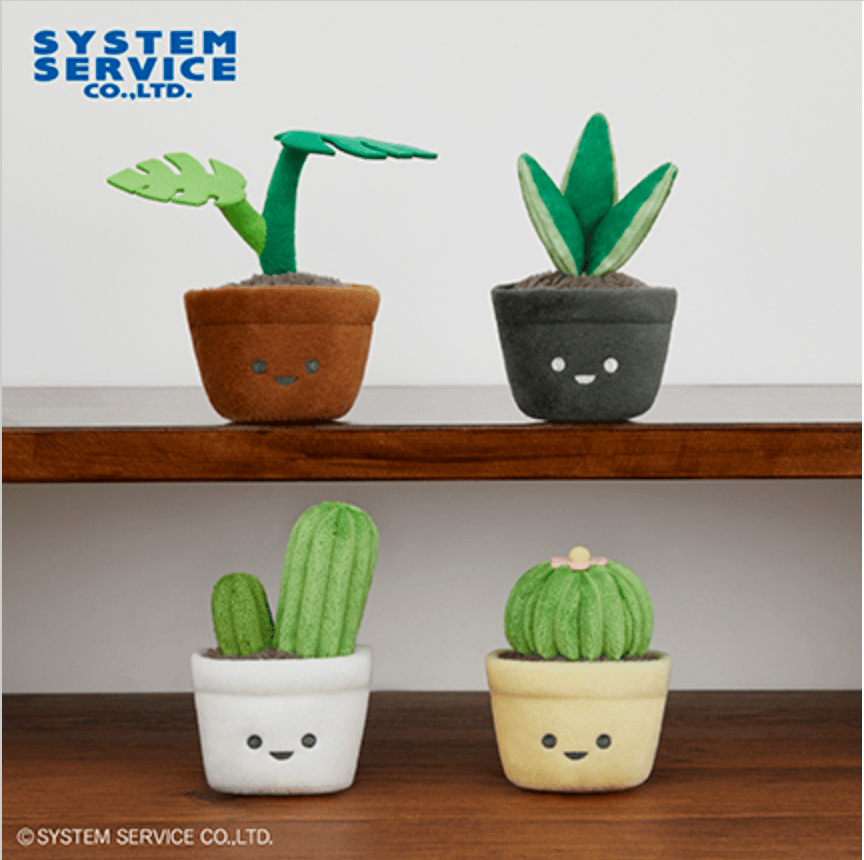 Plush Fans Houseplant Mini Stuffed Toy - Monstera, Sansevieria, Columnar Cactus, and Ball Cactus (5 Inches)