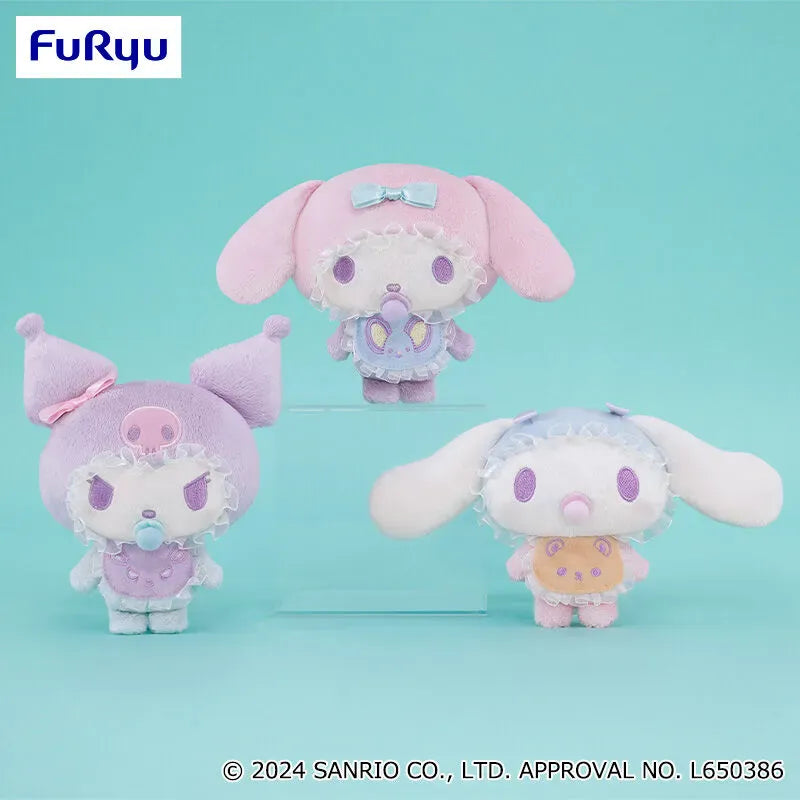Plush Sanrio Characters Sugar Party Friends Bib Plush - Kuromi, My Melody and Cinnamoroll (5 Inches)