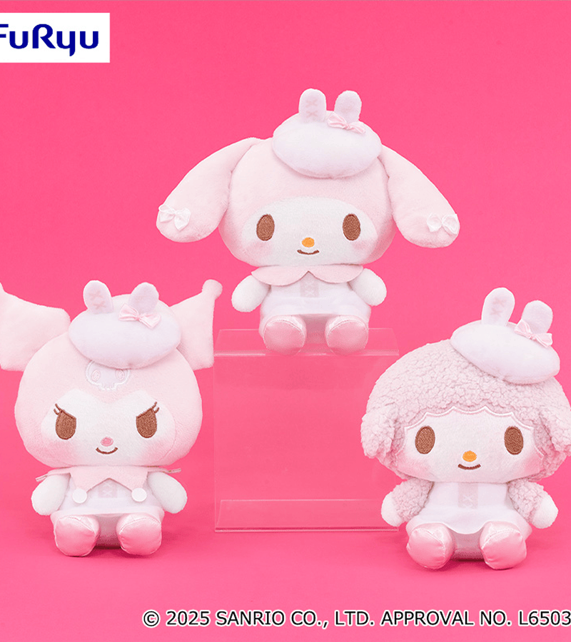 Plush Sanrio Kuromi, My Melody & My Sweet Piano White Beret Plush