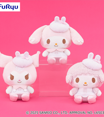 Plush Sanrio Kuromi, My Melody & My Sweet Piano White Beret Plush
