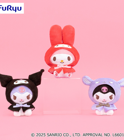 Plush Sanrio My Melody & Kuromi Plush Toy with Dressup Poncho