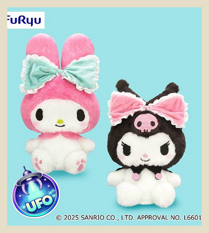 🕹️Paw Game - UFO Catcher: My Melody & Kuromi "Big Ribbon Ear-Tie" Jumbo Plush Toy